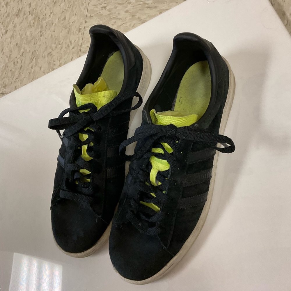 Men’s size 9.5 black suede, Addidas